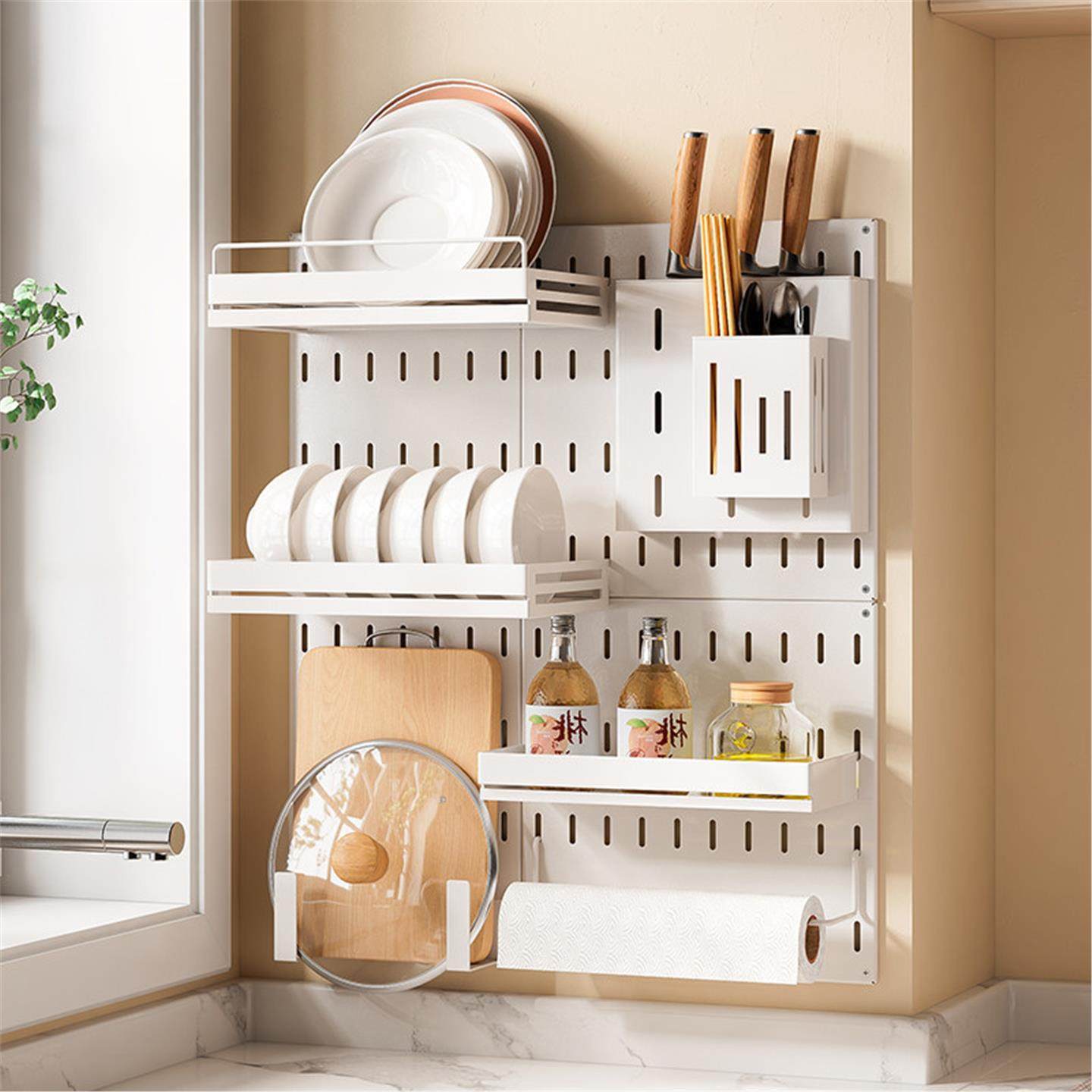 多功能厨房洞洞板免打孔壁挂置物架调料架碗碟沥水架刀具架收纳架,厨房/烹饪用具,碗架,淘宝优惠券,粉丝福利购,淘宝优惠卷