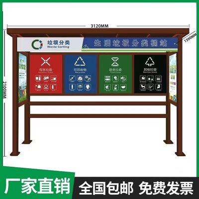 不锈钢分类房收集站防雨棚四分类亭环卫站废品收集亭投放站回收站