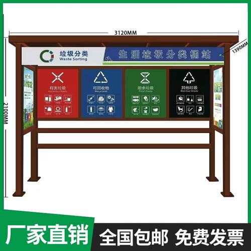 不锈钢分类房收集站防雨棚四分类亭环卫站废品收集亭投放站回收站