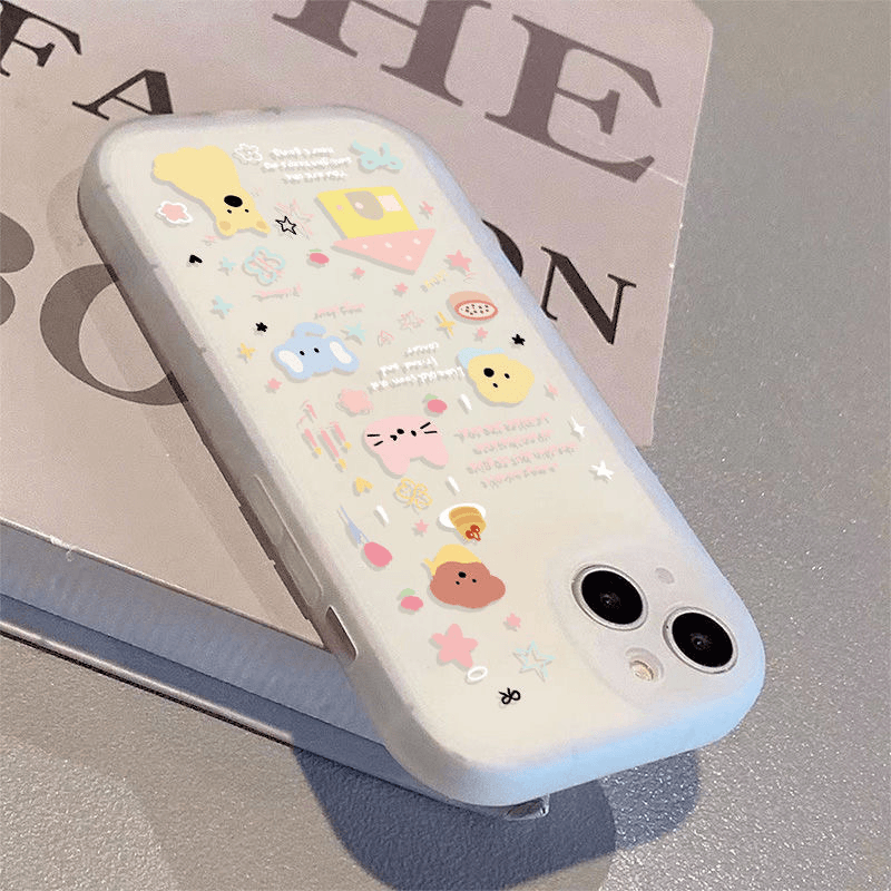 卡通涂鸦猫狗适用苹果/华为荣耀oppo/vivo小米红米全包手机壳软壳