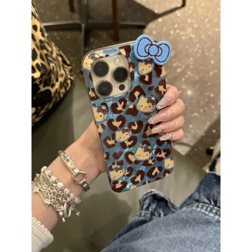 蝴蝶结kt猫适用苹果16/华为/OPPO/荣耀/VIVO小米全包防摔手机壳