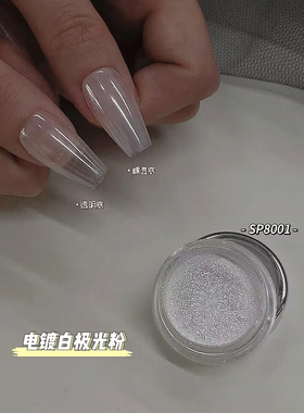海莉同款美甲电镀白极光粉仙气显白珍珠粉细腻好擦月光粉珠光白