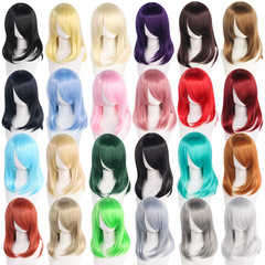 万用假发cos黑白黄色多色毛娘练手造型40cm长刘海玫瑰网假毛毛坯