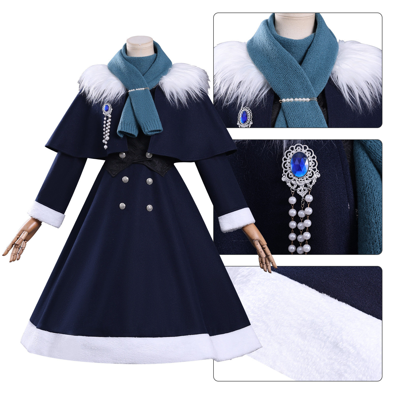 重返未来1999cos服维尔汀冬装毛绒斗套装cos二次元游戏角色扮演