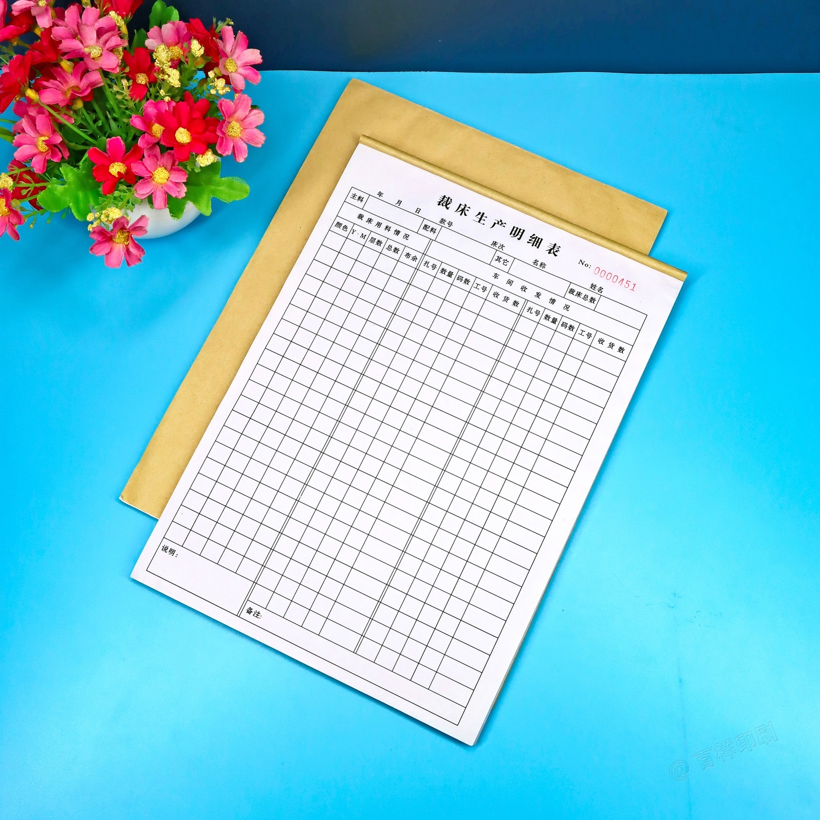 制衣厂裁床生产明细表二三联服装布料用料清单车间收发情况记录表