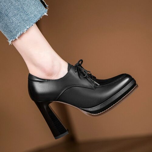 高跟鞋女舒适粗跟深口单鞋