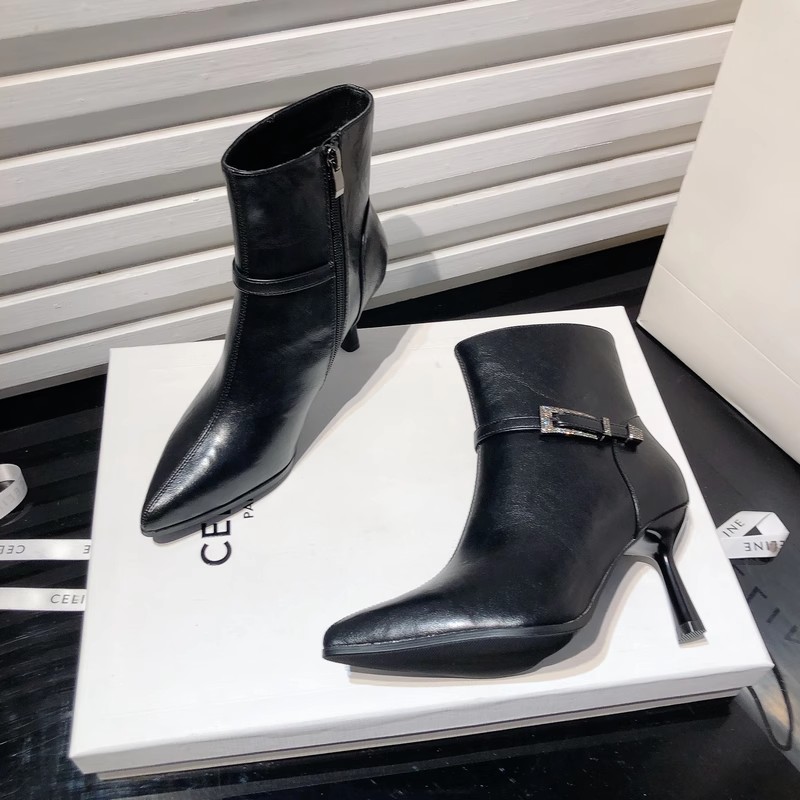 高品质高跟短靴女式细跟瘦瘦靴