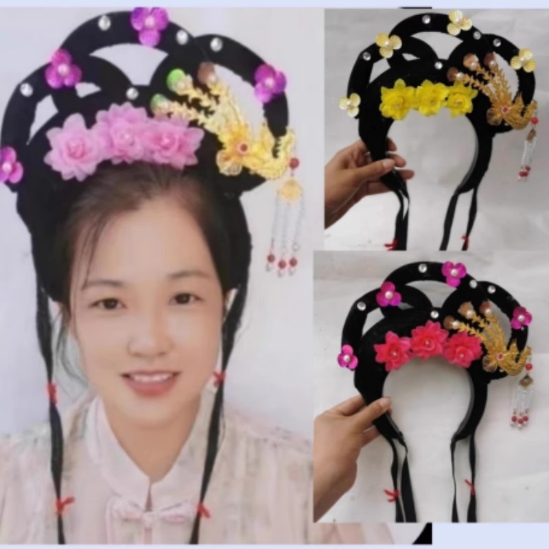 古装假发仙女头饰古代小姐戏曲越剧花旦头套黄梅戏古装汉服头饰