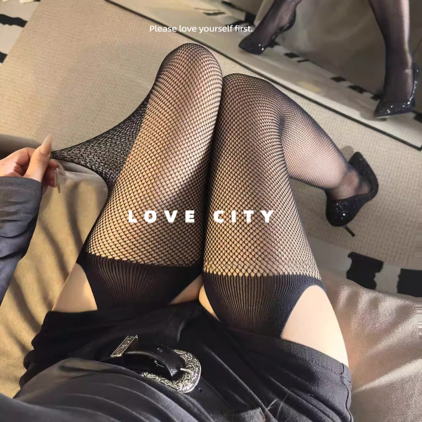 LOVECITY「浮影」性感纯欲连裤网袜薄款美腿过膝袜K