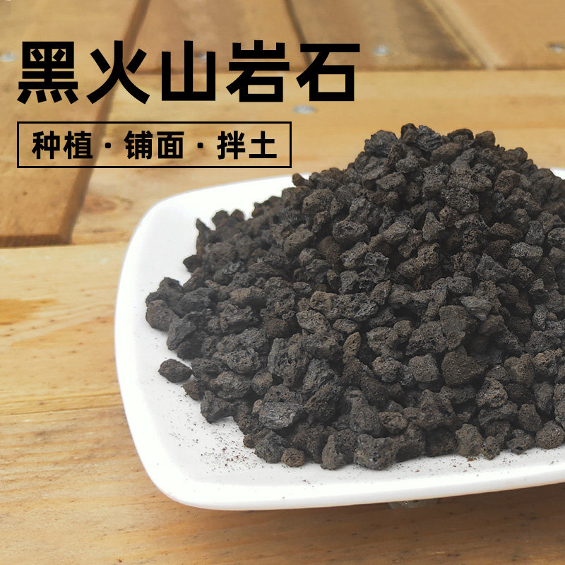 天然轻石孔隙黑火山石多肉颗粒土铺面石兰花植料土壤改良透气石