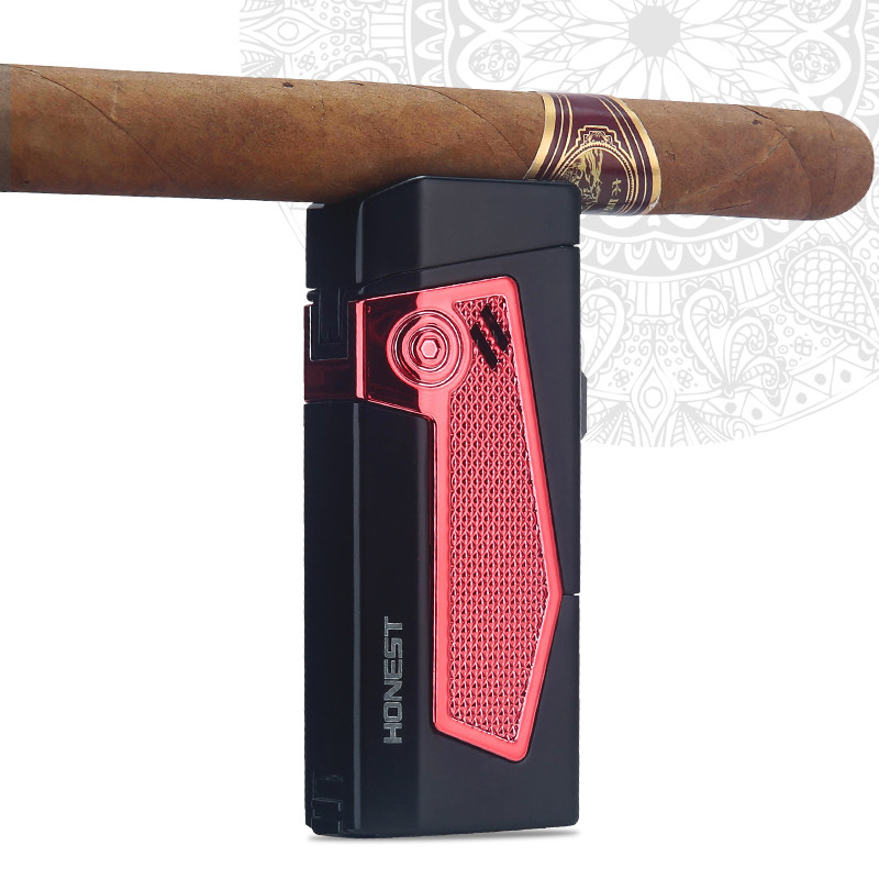 百诚四直冲高档雪茄防风打火机可充气耐用雪茄钻点烟器 送男友