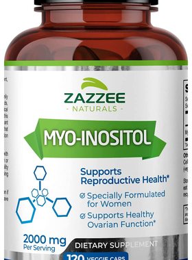 美国代购Zazzee Myo-Inositol 120 Vegan Capsules, 2000 mg per