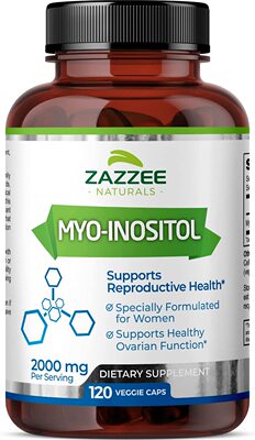 美国代购Zazzee Myo-Inositol 120 Vegan Capsules, 2000 mg per