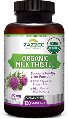 Zazzee USDA Organic Milk Thistle Extract Capsules, 120 Count
