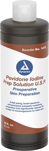 美国代购Dynarex D1415 Povidone Iodine Prep Solution USP, 16