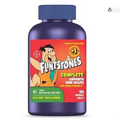 美国代购Flintstones Complete Chewable Kids Vitamins, Multiv