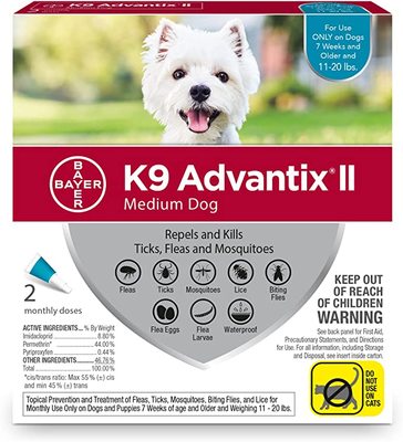 K9 Advantix II Flea and Tick Prevention for Medium Dogs, 11-