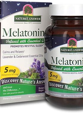 美国代购Nature's Answer Melatonin+, 60 Count Capsules Promot