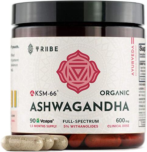 美国代购Tribe Organics, 600mg KSM-66 Ashwagandha Root Extrac