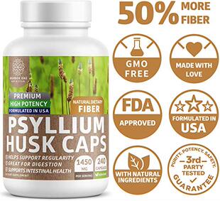 Premium Psyllium Husk Capsules [All Natural & Potent] - Powe