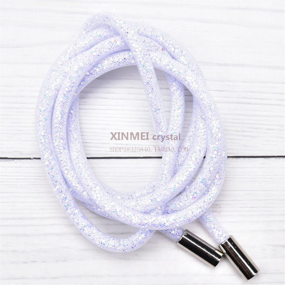 DIY SWEATSHIRT DRAWSTRING TUBE SEQUINS MESH TROUSERS TUBE WAIST ROPE HAT ROPE RHINESTONE BELT BELT SWEATSHIRT ROPE TRIM