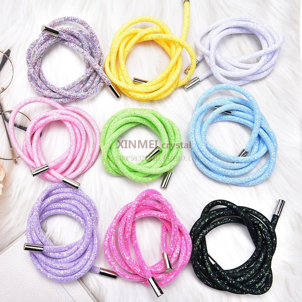 DIY SWEATSHIRT DRAWSTRING TUBE SEQUINS MESH TROUSERS TUBE WAIST ROPE HAT ROPE RHINESTONE BELT BELT SWEATSHIRT ROPE TRIM