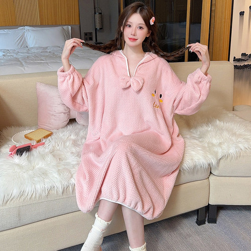 加肥大码浴袍浴裙女士菠萝格睡裙