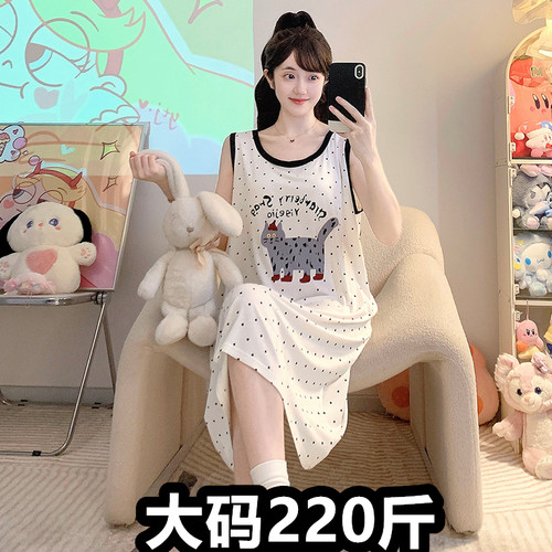 夏季无袖背心莫代尔胖MM睡裙女