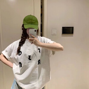 白色短袖t恤女2023夏新款潮牌宽松百搭上衣重磅纯棉韩版小众上衣