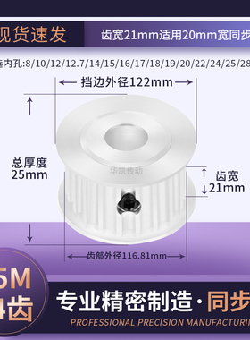 同步带轮S5M74齿宽21内孔5 6 8 10 12.7 14 151617传动轴轮同步轮