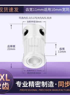 同步带轮MXL22齿宽11内孔4/5/6/8/10TP22MXL037KP5传动轴轮同步轮