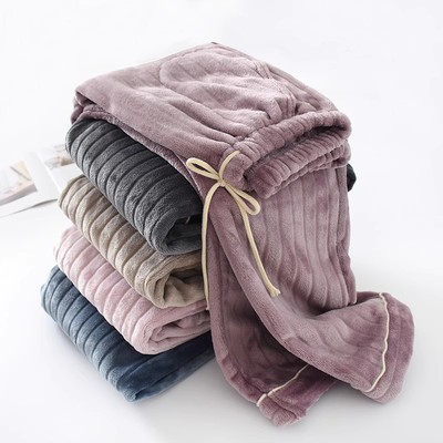 男女情侣法兰绒睡裤家居裤冬季厚