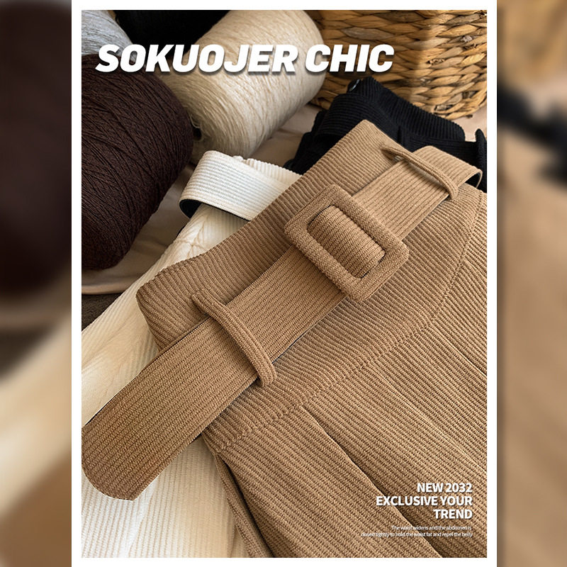 高品质灯芯绒百褶裙女秋冬季韩版高腰短裙大码显高显瘦条绒半身裙