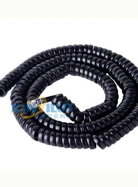 4芯电话听筒线 手柄线 弹簧线 弹弓线 电话曲线 5米 黑色 4P4C