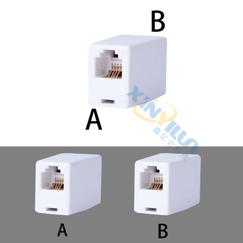 电话直通4芯RJ11电话对接头 美式电话线接驳延长 6P4C 白色  插座