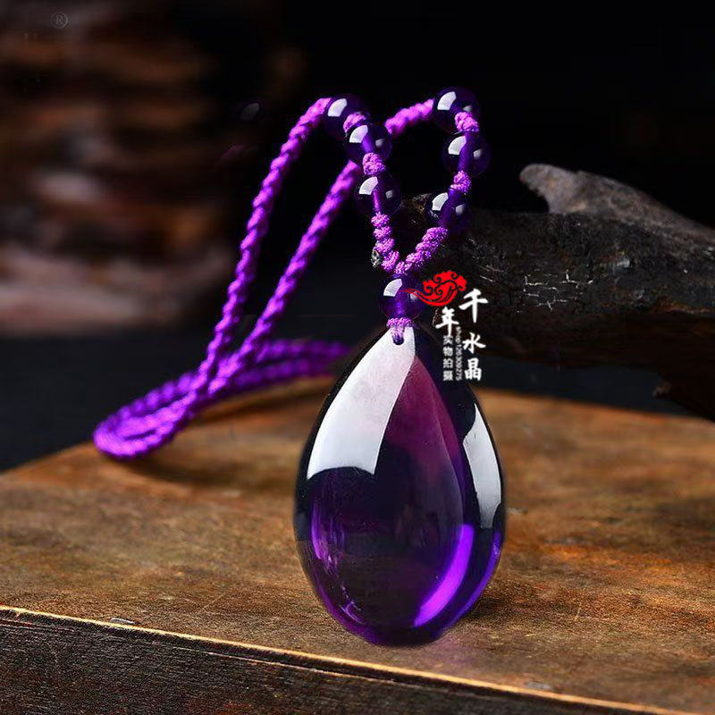紫水晶黄水晶白水晶水滴形缺水补水车挂钥匙扣水滴转运招财项链