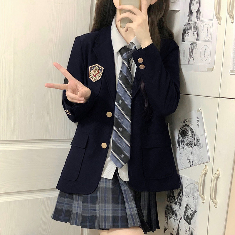 山茶与书学院风西装黑色校供感