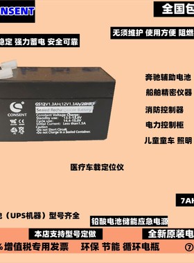CONSENT光盛蓄电池GS12V1.3AH适用医疗器械电梯门禁安防应急灯