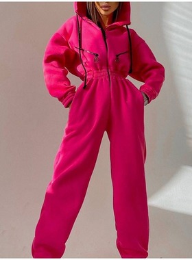 欧洲站跨境热卖2022亚马逊ebay运动休闲女装连帽连体裤连体套装