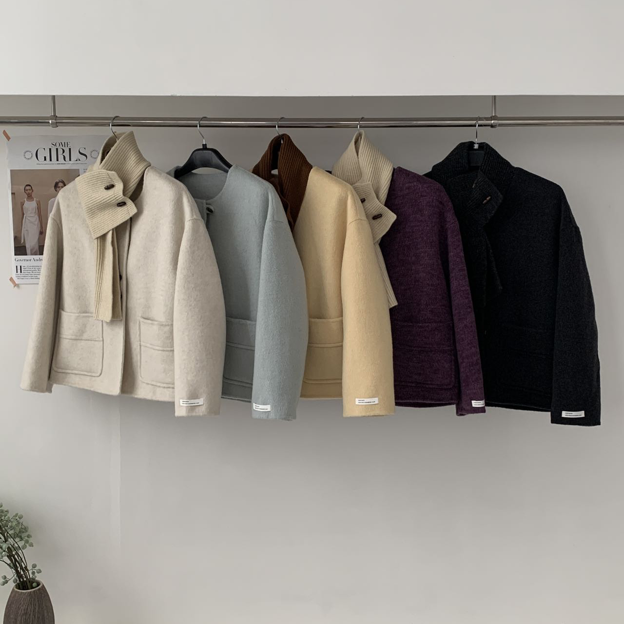 MOM子百搭双面绒外套羊毛外套(配可拆卸围巾)（含70.2羊毛）122