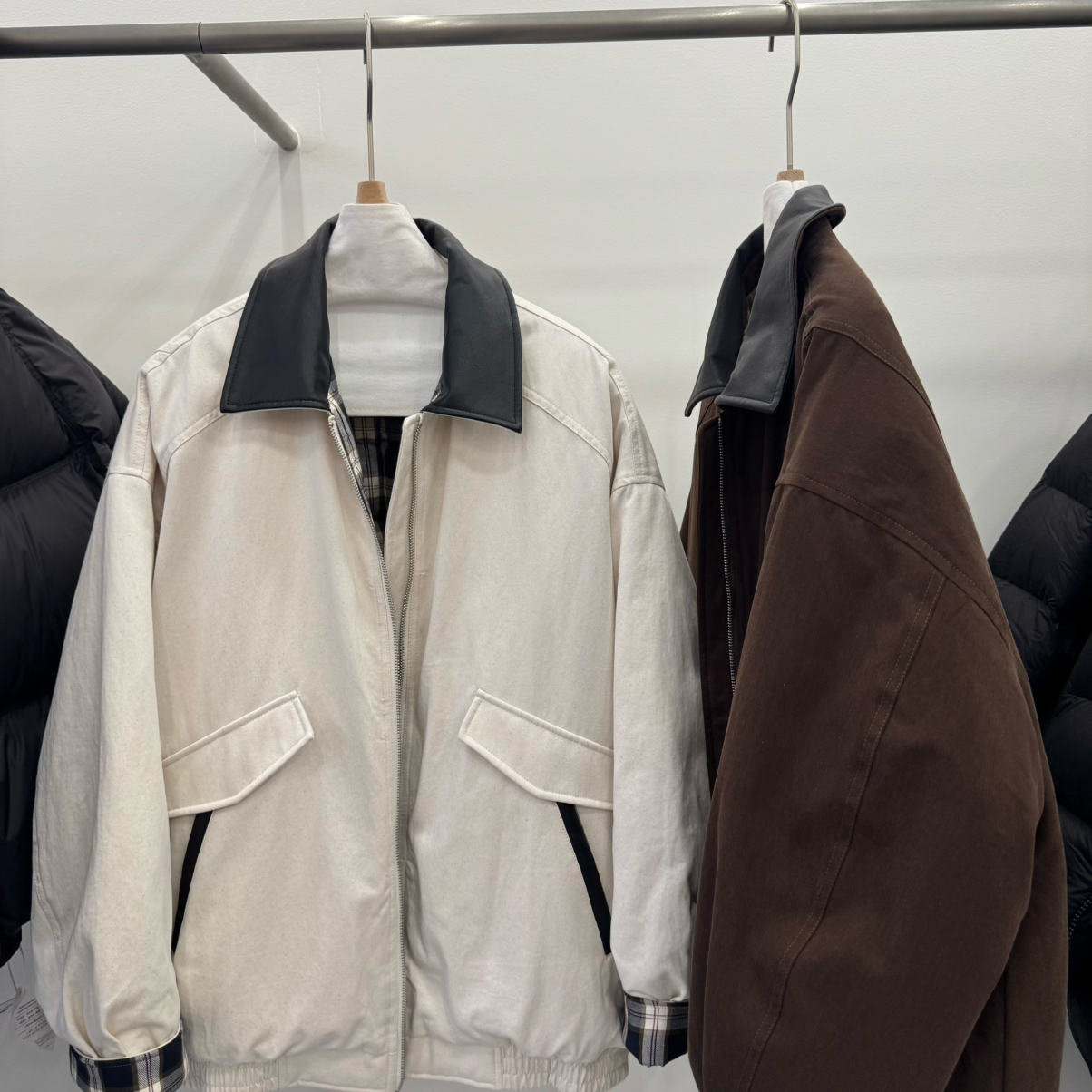 MOM冬上新休闲百搭拼色翻领拉链保暖羽绒服外套YS2-554