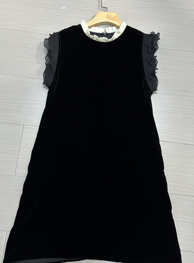 布谷-26夏上新小A版丝绒双层木耳边连衣裙YS6-G109