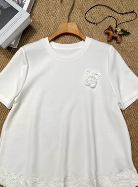 布谷-约温柔兼具法式浪漫与日常休闲短袖T恤(不含项链)YS7-G473