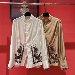 w249 轻奢提花撞色线迹收腰设计感上衣小衫 布谷 26年春款