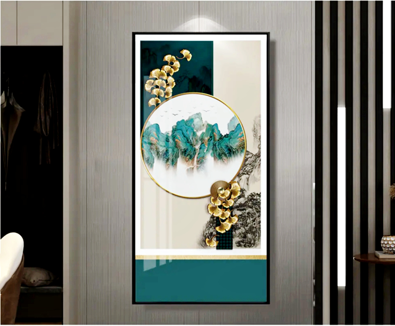 现代莫兰迪时尚简约玄关轻奢艺术装饰画挂画壁画烤瓷晶瓷抽象画图片