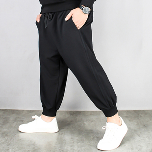 宽松加大加肥男裤 九分裤 9分胖男休闲裤 潮大码 弹力运动哈伦 男胖子