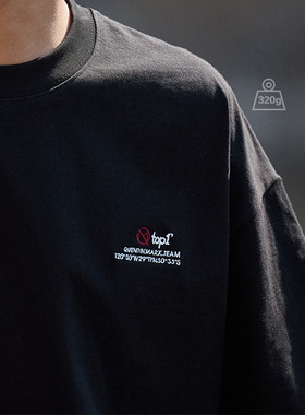 Quentin Marx日系男士重磅短袖T恤户外宽松纯棉刺绣潮tee情侣夏季