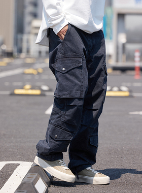 Quentin Marx秋季新品男士做旧水洗多口袋工装裤宽松休闲长裤潮