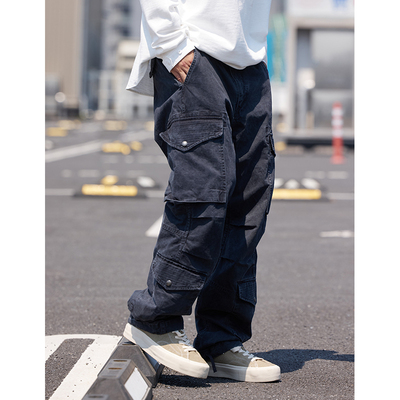 Quentin Marx秋季新品男士做旧水洗多口袋工装裤宽松休闲长裤潮