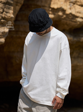 Quentin Marx日系360g男士秋季重磅纯棉长袖打底衫T恤休闲宽松潮